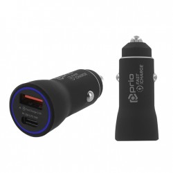 Dual Fast Car Charger (USB + Type-C), 36W/4.8A, Nero