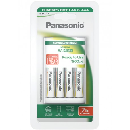 Panasonic Caricabatterie avanzato BQ CC17 + 4 AA 1900 mAh | 6-7h