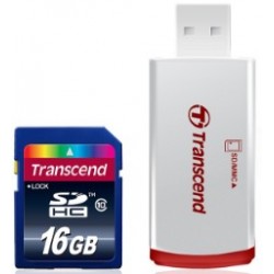Transcend SD Card 3.0 High Speed Classe 10 16GB con Card Reader P2