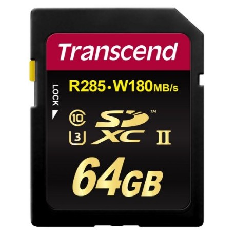 Transcend SD (R285, W180MB/s) UHS-II U3 Classe 10 64GB